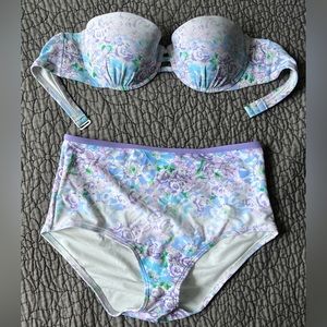 High waisted floral bikini